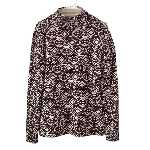 Duluth Trading Co. Southwestern Pullover Mock neck | Burgundy/White | Medium - Picture 1 of 4
